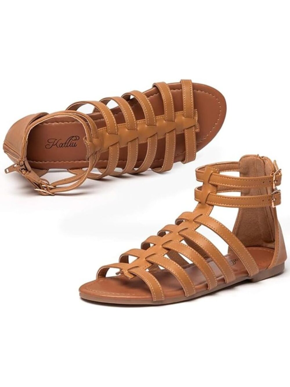 Stylish Women's Gladiator Sandals | Strappy Flat Design with Ankle Buckles